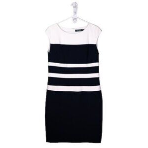 Ralph Lauren Black & Ivory Striped Sheath Dress – Size 8